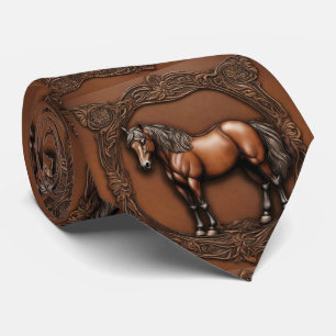 Ranch Western Country Cowboy Brown Horse Tie
