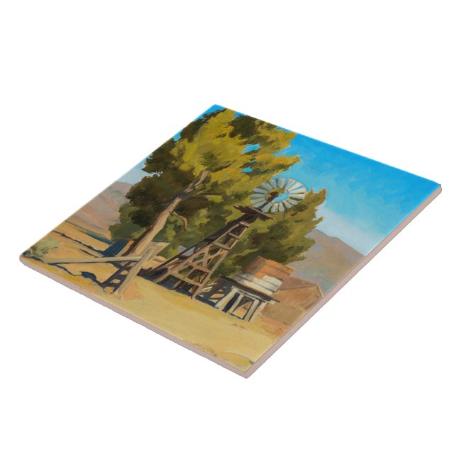 Ranch Windmill, Carson, Nevada by Maynard Dixon Ceramic Tile (Side)