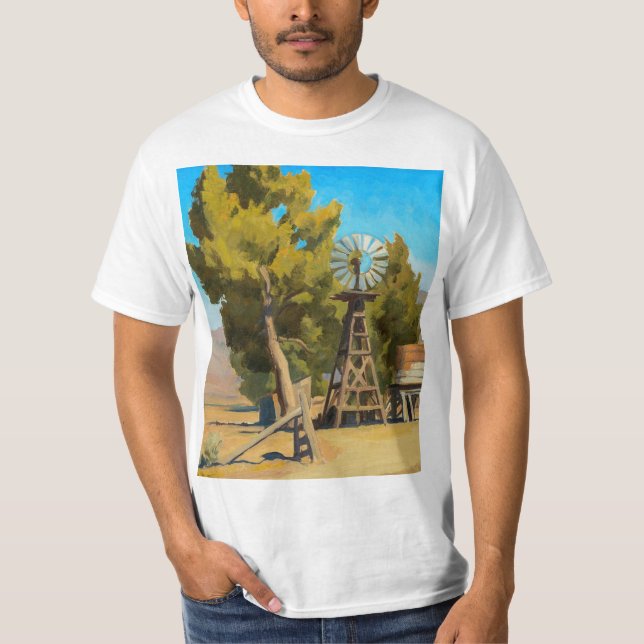 Ranch Windmill, Carson, Nevada by Maynard Dixon T-Shirt (Front)