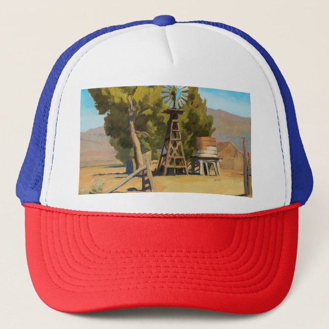 Ranch Windmill, Carson, Nevada by Maynard Dixon Trucker Hat (Front)
