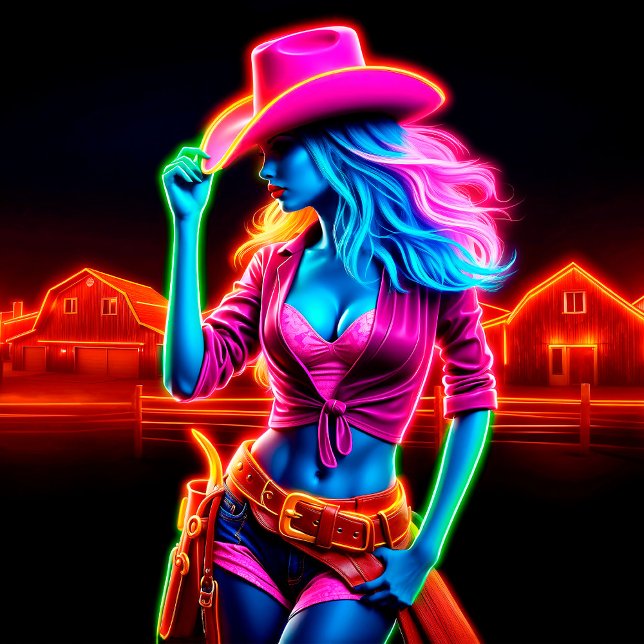 Ranch woman neon farm cowgirl cute rustic  poster (Creator Uploaded)
