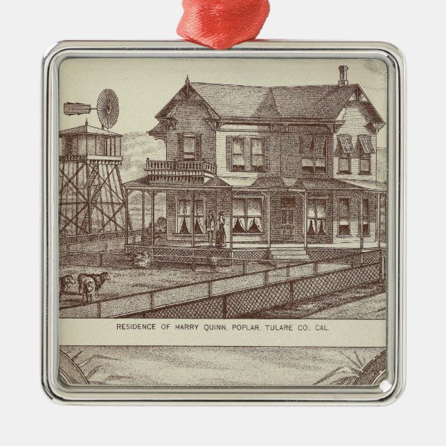 Ranches, Poplar, Cal Metal Ornament (Front)