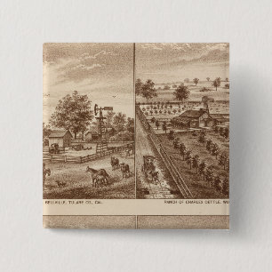 Ranches, stables, Tulare Co, Cal 15 Cm Square Badge