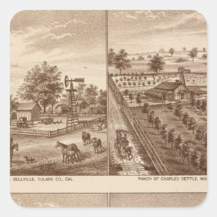 Ranches, stables, Tulare Co, Cal Square Sticker