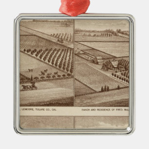 Ranches, Tulare Co, Cal 2 Metal Ornament