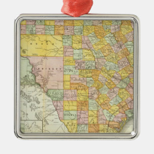 Rand McNally Railroad And County Map Of Texas Metal Tree Decoration