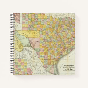 Rand McNally Railroad And County Map Of Texas Notebook
