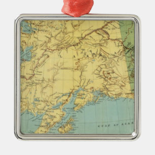 Rand McNally's Map Of Alaska Metal Tree Decoration