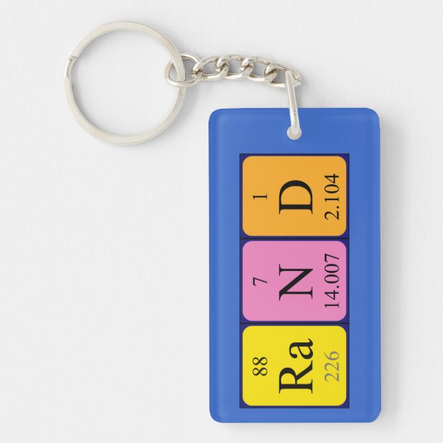 Rand periodic table name keyring (Front)