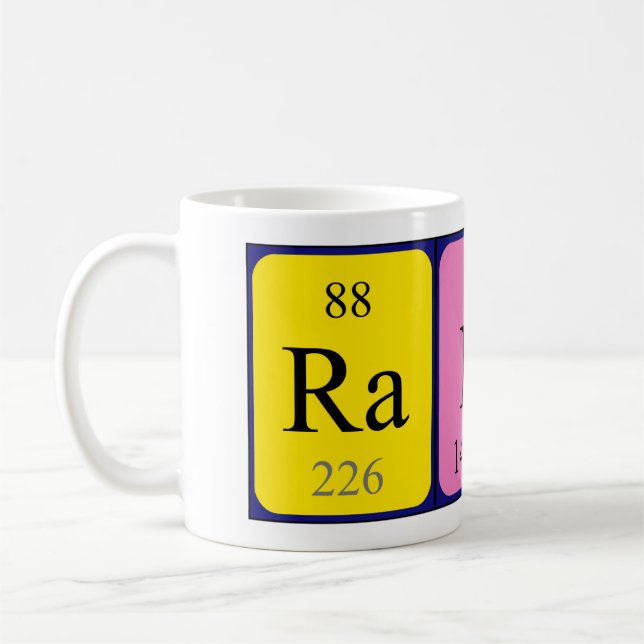 Rand periodic table name mug (Left)