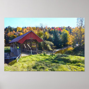 Randall Covered Bridge in Autumn, Vermont Poster