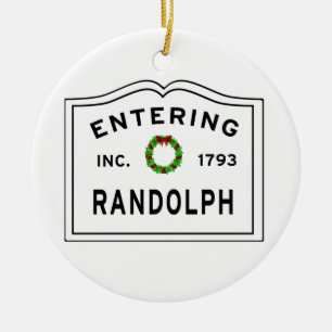 Randolph, MA Holiday Wreath Glass Ornament