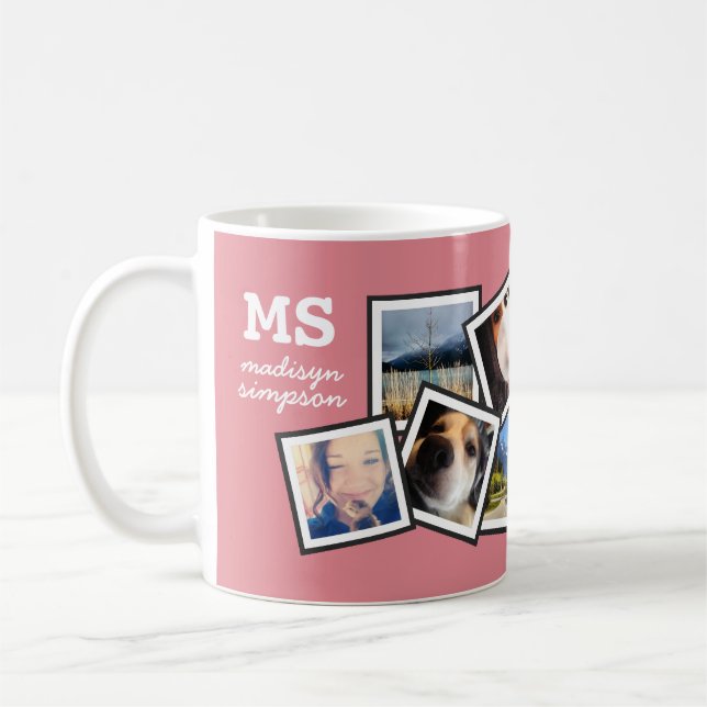Random 10 Instagram Photo Collage Personalised Coffee Mug (Left)