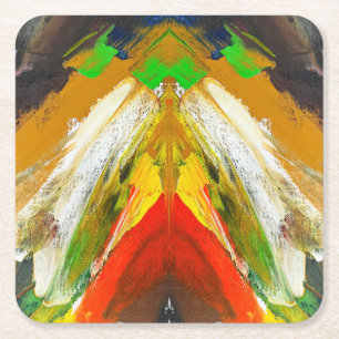 Random Abstract Brushstroke Composition by Lukian Square Paper Coaster