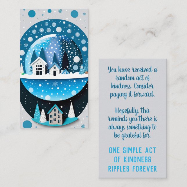 Random Act of Kindness Pay it Forward Winter Snow Business Card (Front/Back)