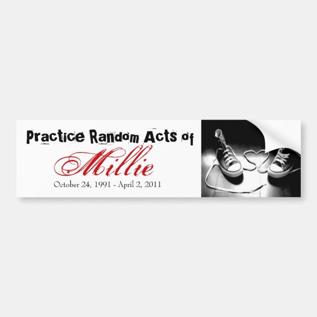 Random Acts of Millie Bumper Sticker (Front)