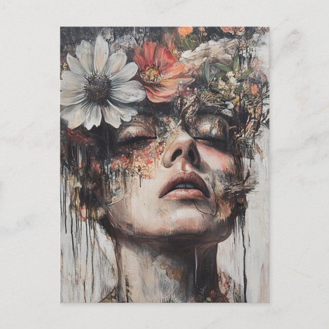 Random Art My Cat Made Flowers on my Mind Postcard (Front)