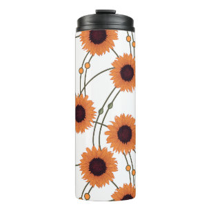 Random Art Nouveau Sunflowers Retro Floral Orange Thermal Tumbler