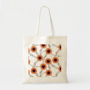 Random Art Nouveau Sunflowers Retro Floral Orange Tote Bag