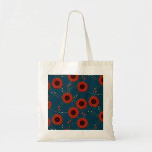 Random Art Nouveau Sunflowers Retro Floral Red Tote Bag