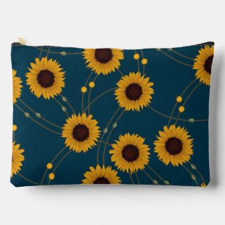 Random Art Nouveau Sunflowers Retro Floral Yellow Accessory Pouch