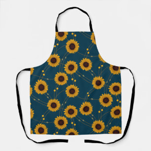Random Art Nouveau Sunflowers Retro Floral Yellow Apron