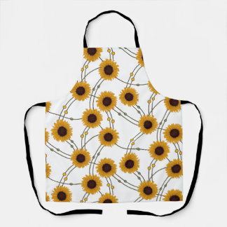 Random Art Nouveau Sunflowers Retro Floral Yellow Apron