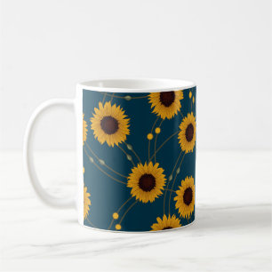Random Art Nouveau Sunflowers Retro Floral Yellow Coffee Mug