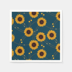 Random Art Nouveau Sunflowers Retro Floral Yellow Napkin