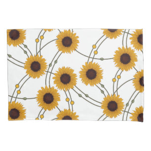 Random Art Nouveau Sunflowers Retro Floral Yellow Pillowcase