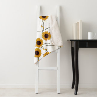 Random Art Nouveau Sunflowers Retro Floral Yellow Sherpa Blanket
