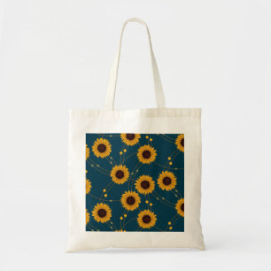 Random Art Nouveau Sunflowers Retro Floral Yellow Tote Bag