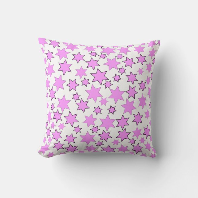 Random Bright Pink Stars Cushion (Front)