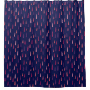 Random Brush Strokes, Coral, Pink, Fuchsia, Navy Shower Curtain
