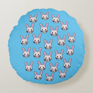 Random Bunny Faces Round Cushion