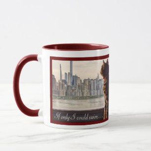 RANDOM CAT THOUGHTS NYC SKYLINE VIEW COFFEE MUG
