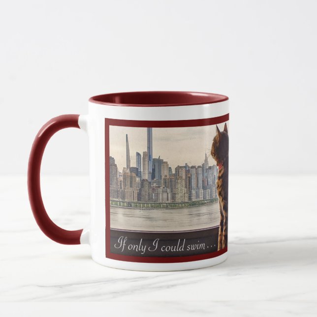 RANDOM CAT THOUGHTS NYC SKYLINE VIEW COFFEE MUG (Left)