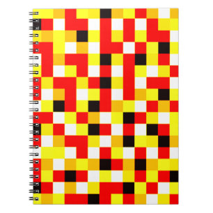 Random Chequered Pixel Art - Red & Yellow Notebook