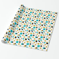 Random Circles Pattern Black Blue & Gold Glitter