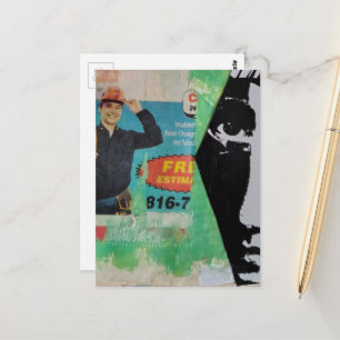 Random Collage Working Man and a Face Postcard