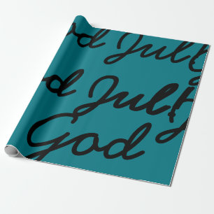 Random cursive God Jul Swedish Christmas wrapping Wrapping Paper