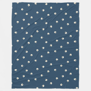 Random Cute Kawaii Skull Dots dark blue Fleece Blanket