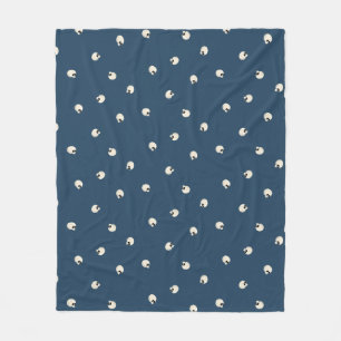 Random Cute Kawaii Skull Dots dark blue Fleece Blanket