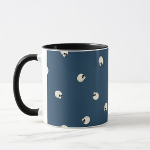 Random Cute Kawaii Skull Dots dark blue Mug