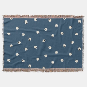 Random Cute Kawaii Skull Dots dark blue Throw Blanket