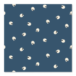 Random Cute Kawaii Skull Dots dark blue Wallpaper
