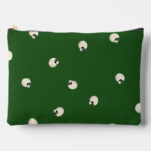 Random Cute Kawaii Skull Dots dark green Accessory Pouch