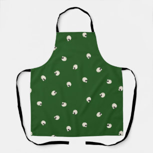 Random Cute Kawaii Skull Dots dark green Apron