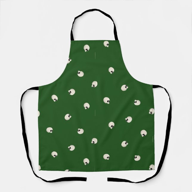 Random Cute Kawaii Skull Dots dark green Apron (Front)