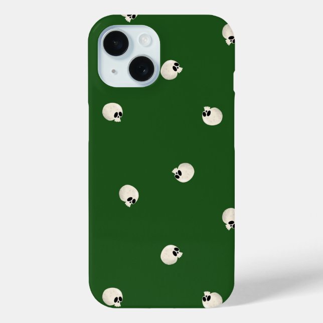 Random Cute Kawaii Skull Dots dark green Case-Mate iPhone Case (Back)